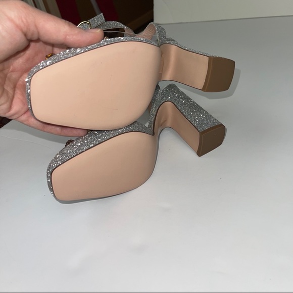 J Crew Vicky Pump With Jewels Silver Glitter 6.5 - Picture 13 of 16